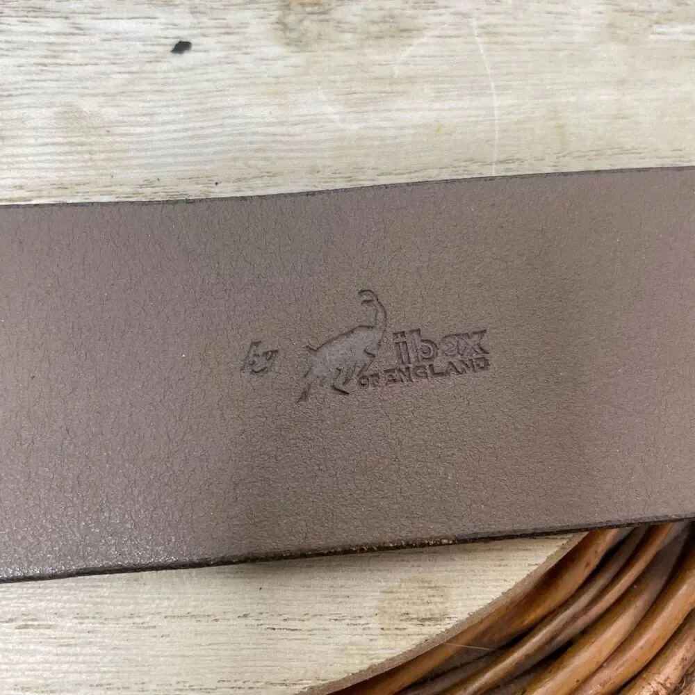 Ibex Vintage Distressed Leather Belt with Metal Buckle Cowhide England Size 34